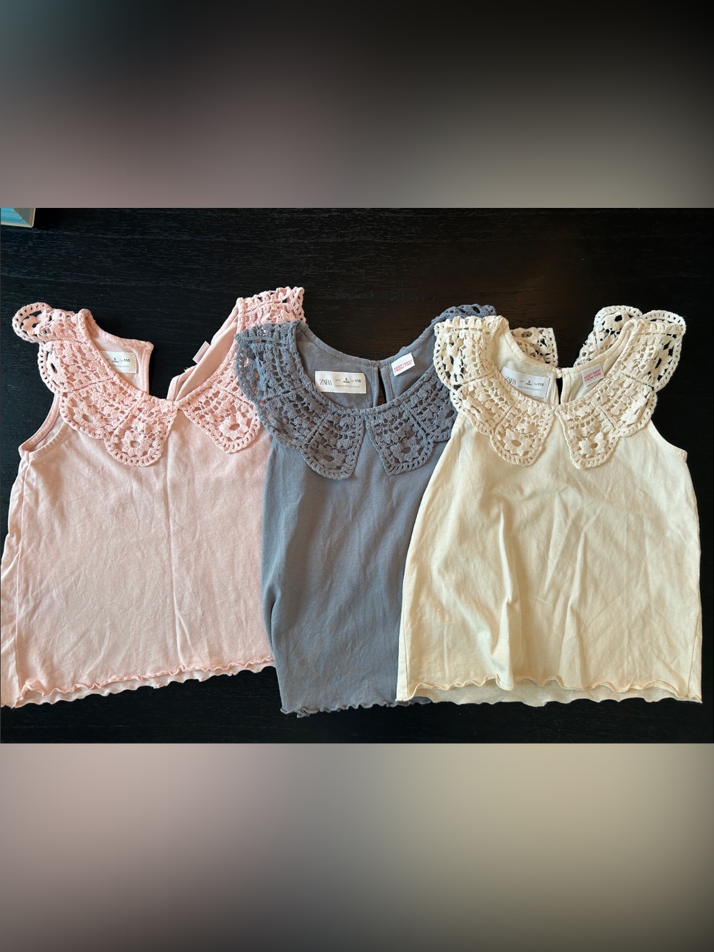 Zara Crochet Collar Tank Tops Bundle - Cream, Gray & Pink